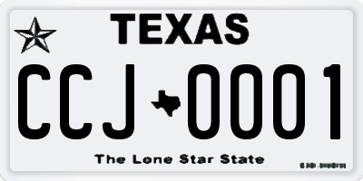 TX license plate CCJ0001