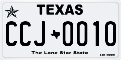 TX license plate CCJ0010