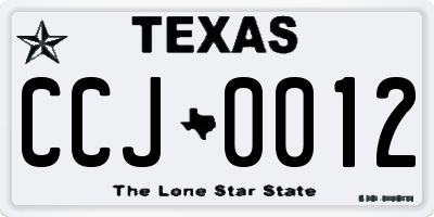 TX license plate CCJ0012