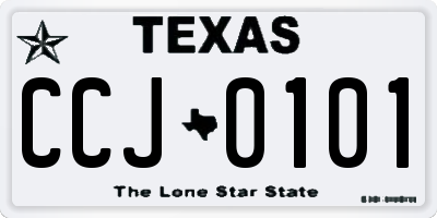 TX license plate CCJ0101
