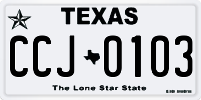 TX license plate CCJ0103