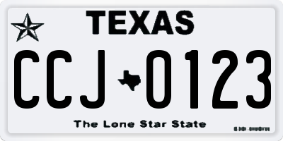 TX license plate CCJ0123