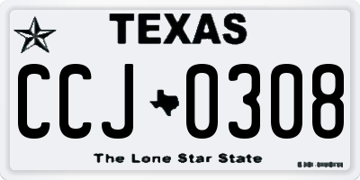 TX license plate CCJ0308
