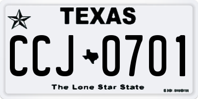 TX license plate CCJ0701