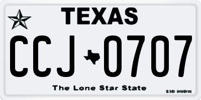 TX license plate CCJ0707