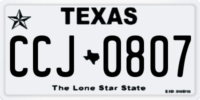 TX license plate CCJ0807