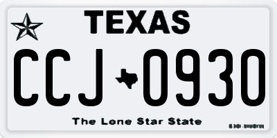 TX license plate CCJ0930