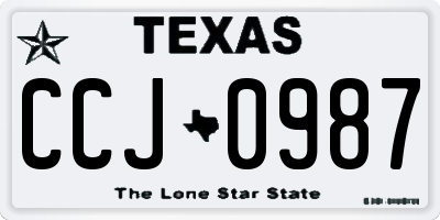 TX license plate CCJ0987