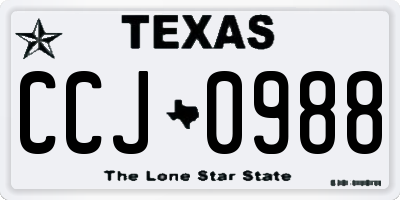 TX license plate CCJ0988