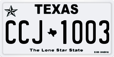 TX license plate CCJ1003