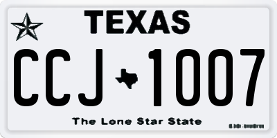 TX license plate CCJ1007