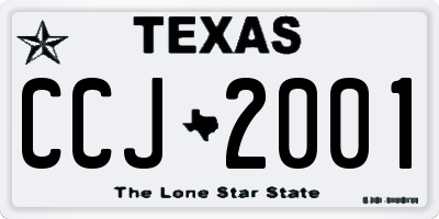 TX license plate CCJ2001