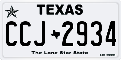 TX license plate CCJ2934