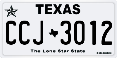 TX license plate CCJ3012