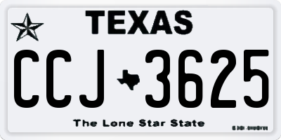 TX license plate CCJ3625