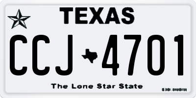 TX license plate CCJ4701