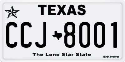 TX license plate CCJ8001