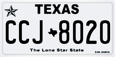 TX license plate CCJ8020