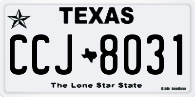 TX license plate CCJ8031
