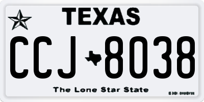 TX license plate CCJ8038