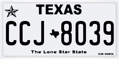 TX license plate CCJ8039