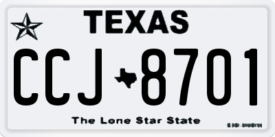 TX license plate CCJ8701