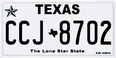 TX license plate CCJ8702