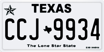 TX license plate CCJ9934