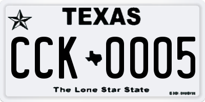TX license plate CCK0005
