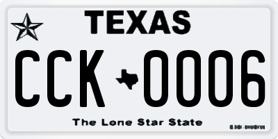 TX license plate CCK0006
