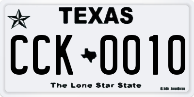 TX license plate CCK0010