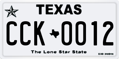 TX license plate CCK0012