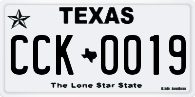 TX license plate CCK0019