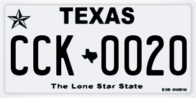 TX license plate CCK0020