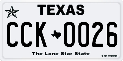 TX license plate CCK0026
