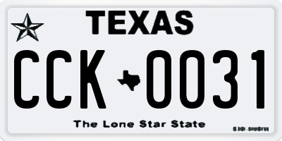 TX license plate CCK0031