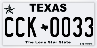 TX license plate CCK0033
