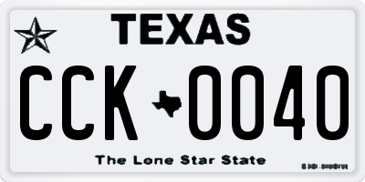 TX license plate CCK0040