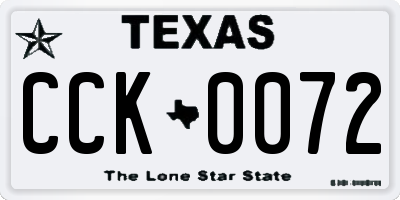 TX license plate CCK0072