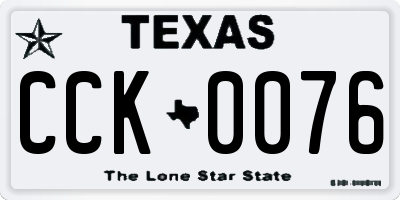 TX license plate CCK0076
