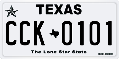 TX license plate CCK0101