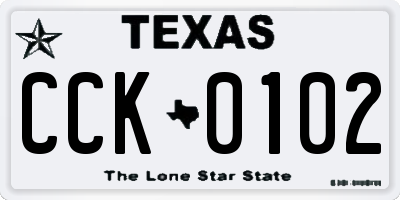 TX license plate CCK0102