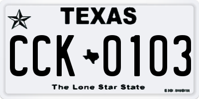 TX license plate CCK0103