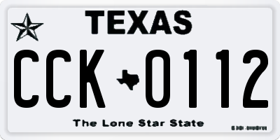 TX license plate CCK0112