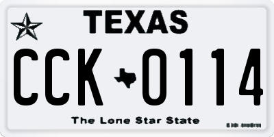 TX license plate CCK0114