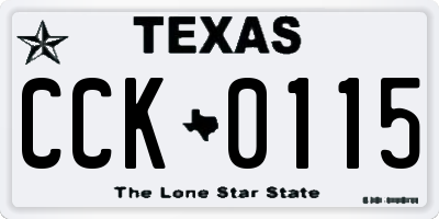 TX license plate CCK0115