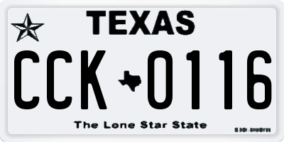TX license plate CCK0116
