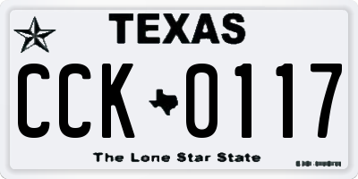 TX license plate CCK0117