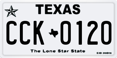 TX license plate CCK0120
