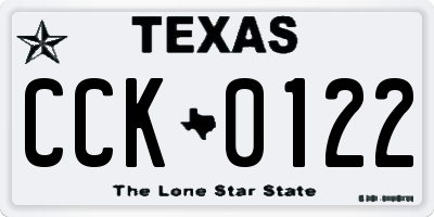 TX license plate CCK0122